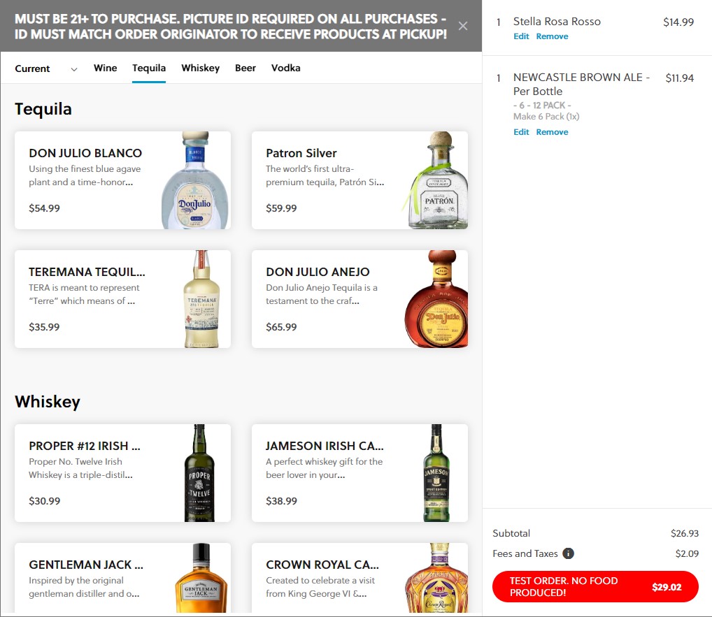 Liquor Store Online Ordering eTab