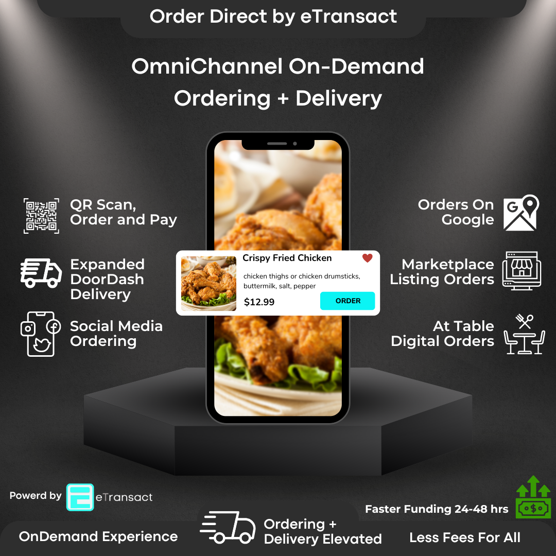 Online ordering with delivery by DoorDash - POS Systems. Powered by eTransact.